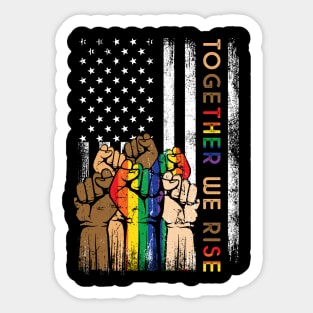 Vintage Pride LGBT Together We Rise American Flag Gift Black Lives Matter Sticker